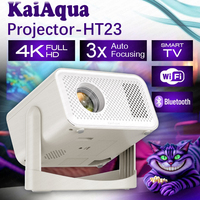 KaiAqua HT23 Projector Mini Portable LED Video Android 11.0 WIFI 6 Mirror SmartPhone for 1080P 4K Video Home Cinema Projector