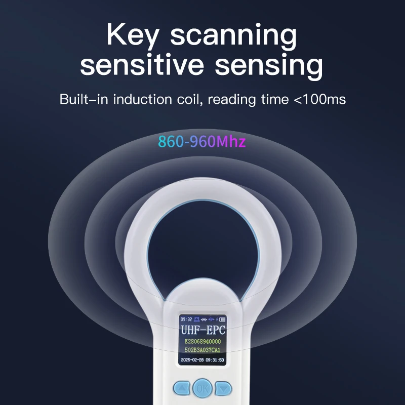 

FONKAN 860-960mhz UHF RFID Tags Reader Supports 2.4G USB Bluetooth Output HID Mode RFID Handheld Scanner