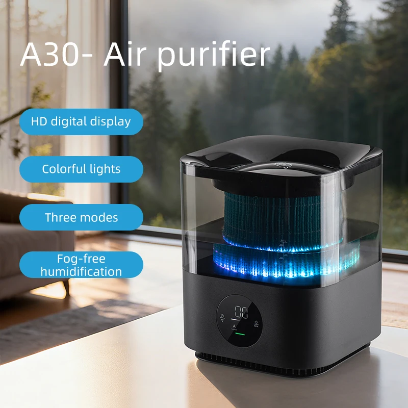 

【Popular】Popular Home Use Smart Air Purifier Low Noise Operation with LED Screen Humidifying Function No Mist for Bedroom and Li