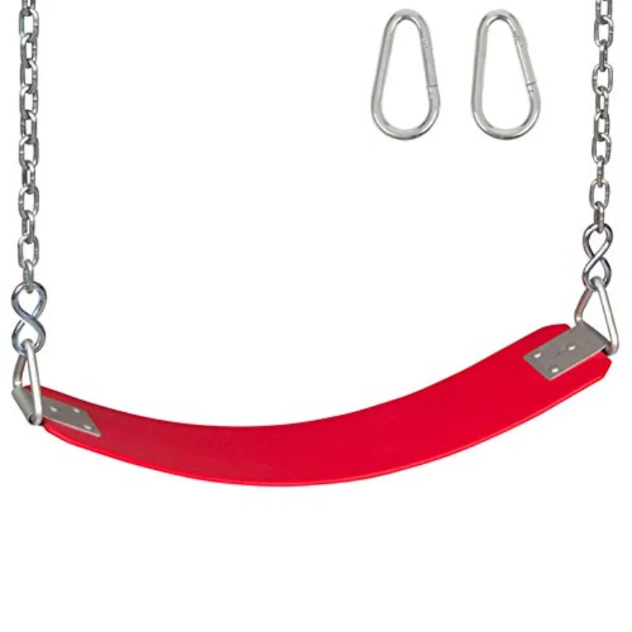 

Commercial Rubber Belt Seat with Chains and Hooks SSS Logo Sticker Playground Swing Red