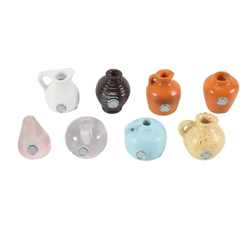 8PCS 3D Flower Mini Vase Magnets For Fridges, Cute Plant Vase Refrigerator Magnet