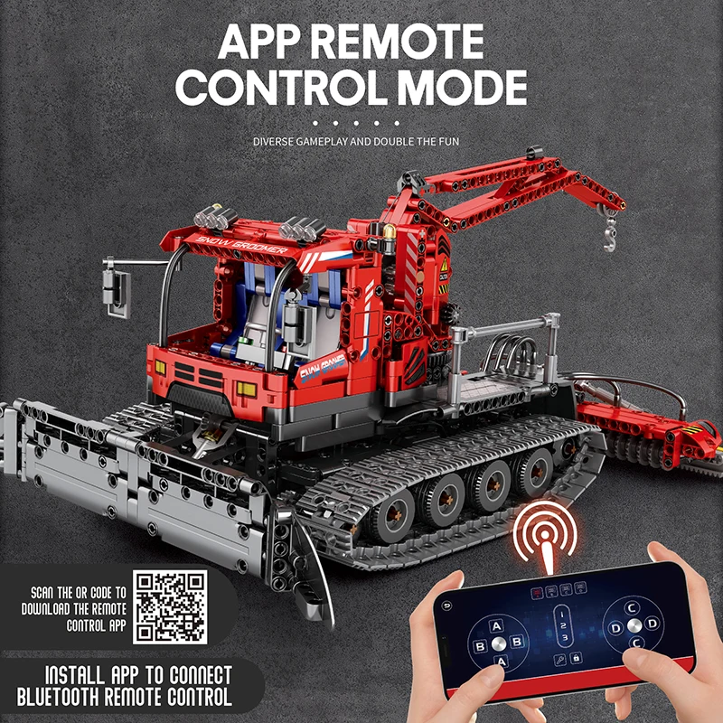 

MOC электрический радиоуправляемый автомобиль, строительный технический автомобиль, городской зимний пульт дистанционного управления, снежный грумер, строительные блоки, кирпичи, детские игрушки для мальчиков