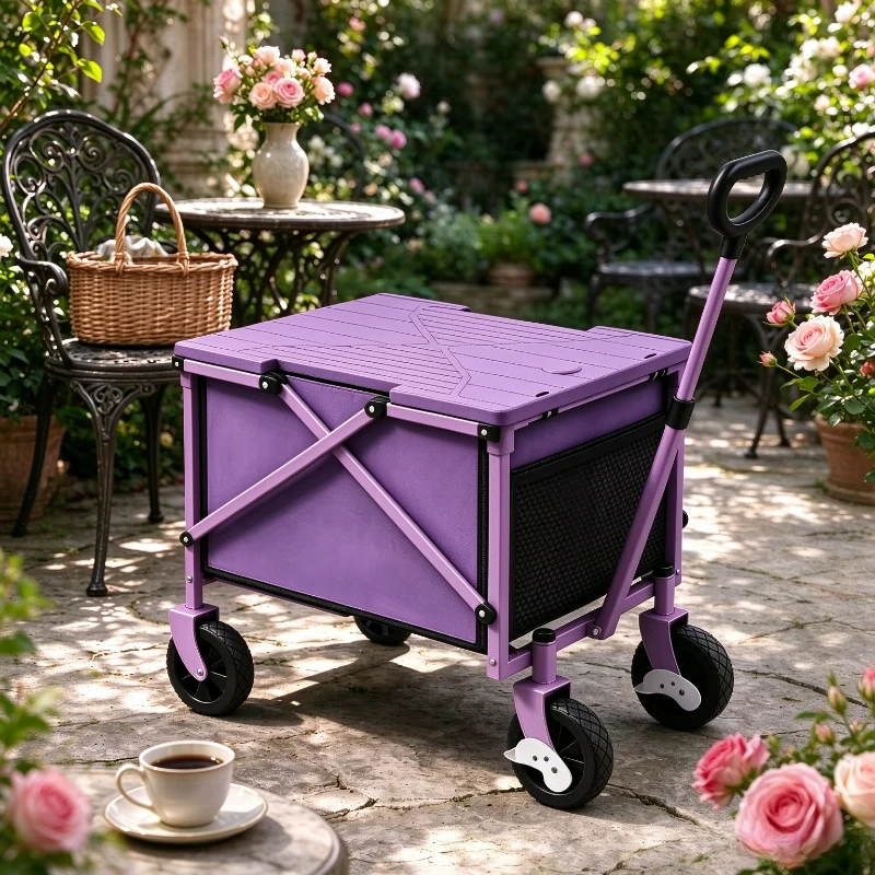 Multi-Functional Foldable Shopping Cart with Seat Parent-Child Stroller Camping Wagon Portable for Outdoor Travel Daily Set