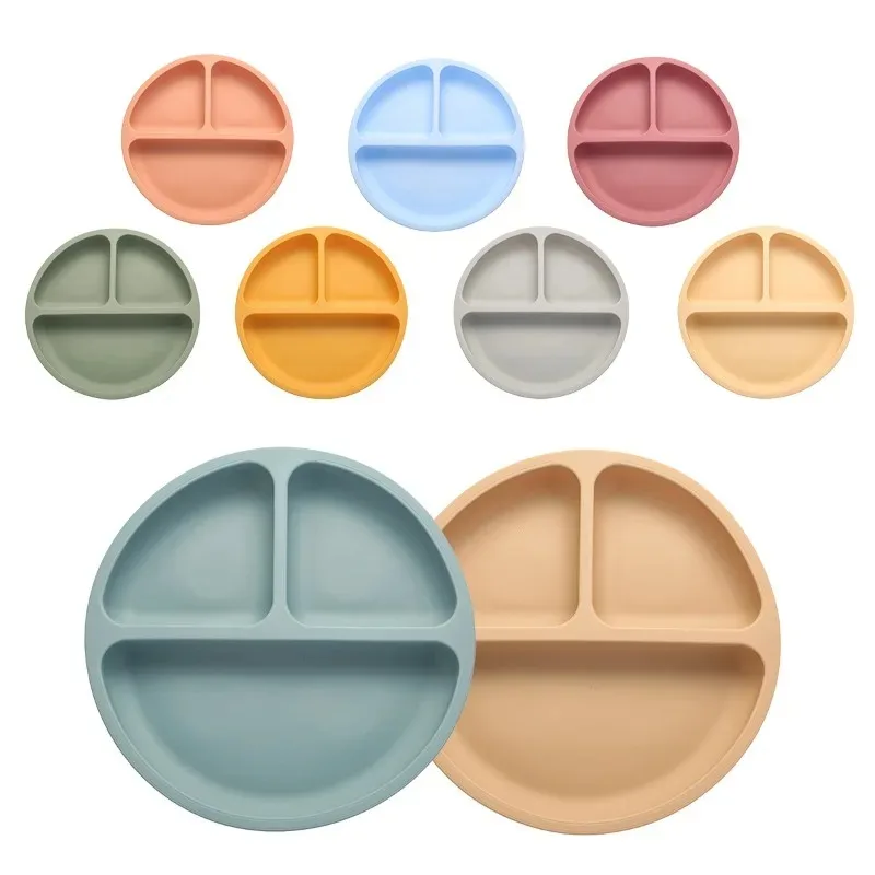 1PCS Baby Sucker Silicone Dining Plate Children Dishes Suction Toddle Training Tableware Kids Feeding Bowls Baby Stuff Anti-fall