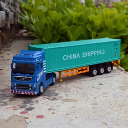 High quality 1:60 alloy container transport truck model,simulation engineering car toys,trailer toys,wholesale