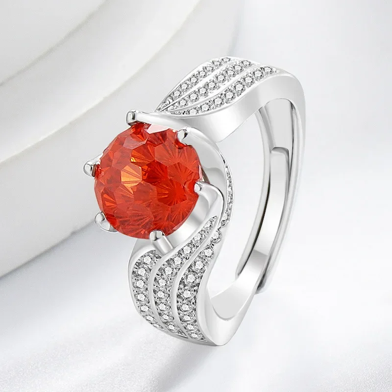 Im Jahr 2026 erscheint der klassische 925 Silber 'Drei Leben, Drei Lieben' Ring mit wunderschönem Schnitt. Der Bezaubernde Papara Diamant Damenstil – Detail 2