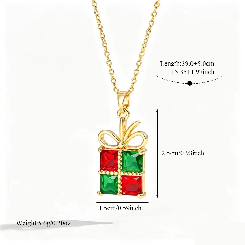 EILIECK Colorful Delicate Bling Cubic Zirconia Christmas Gift Pendant Necklace For Women Trendy Stainless Steel Jewelry Gift