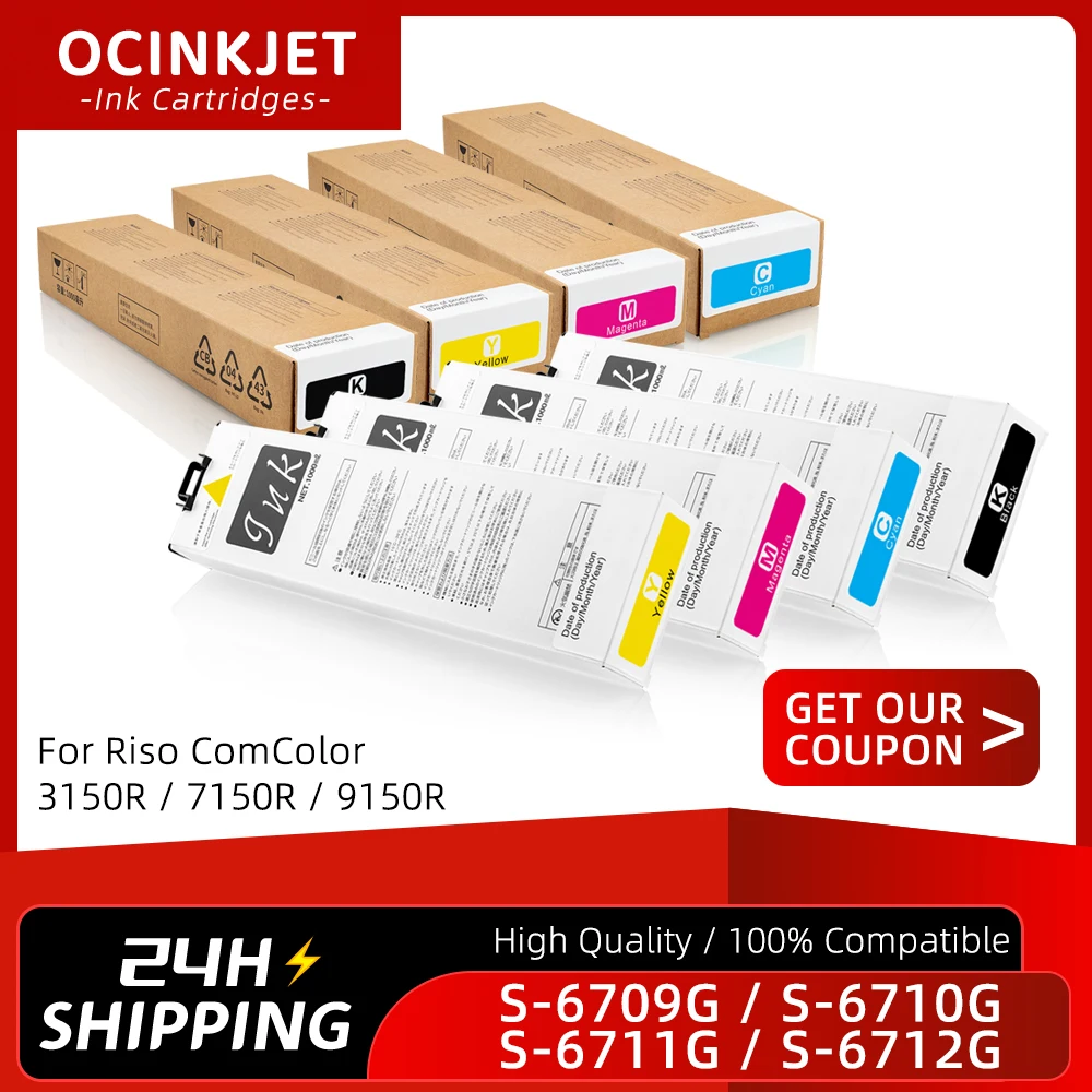 

Для картриджа Riso ComColor S-6709G S-6710G S-6711G S-6712G для принтера Riso 3150R 7150R 9150R 1000 мл/шт.