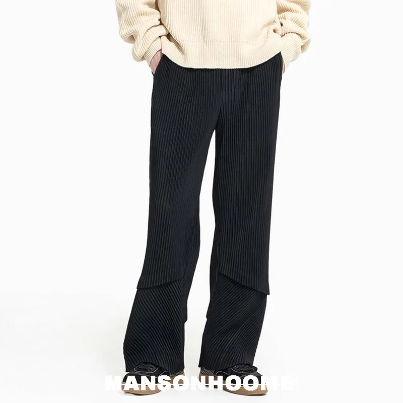 

Top quality ISSEYS 2025 MIYAKES minimalist high design pleated casual loose fitting patchwork draped pants