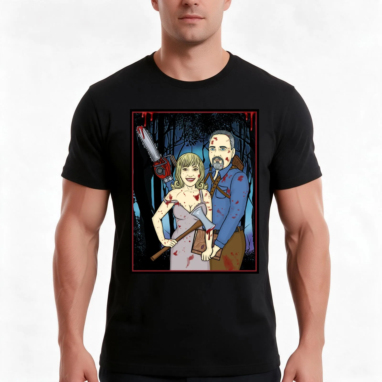 Horror Commission for Stacey H T-Shirt, Summer Casual Cotton Tee, Oversized Streetwear Tops, Vintage Graphic Print, 100% Cotton