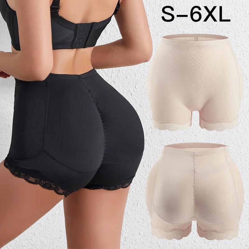 

Butt Lifter Women Fake Buttocks Plump Hips Panties Large Size Body Shaper Short Pants Lace Fake Ass with Pad Shapewear Shorts