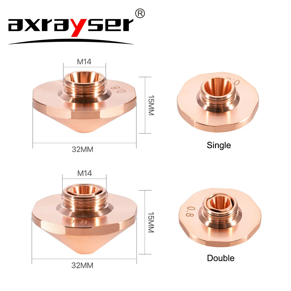 Raytools Laser Nozzle Bodor Dia.32mm Single Double Layer Caliber 0.8 - 5.0mm For Empower Glorystar Fiber Laser Cutting Machine