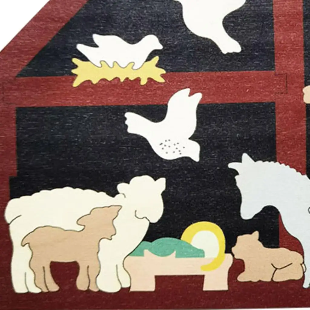 Wooden Christmas Nativity Puzzle Figurine for Kids Girls Boys Educational Toy Table Decor Handmade Jigsaw Statue Ornaments Gift