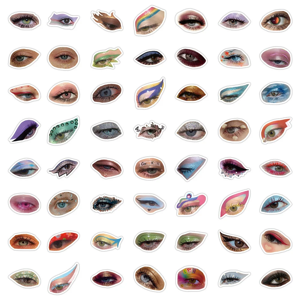 10/30/60PCS Colourful Eye Makeup Dopamine Eyes Sticker DIY  Laptop Luggage Skateboard Graffiti Decals Fun for Kid Gift