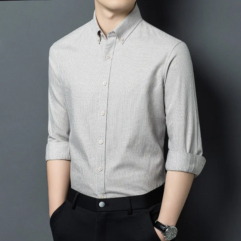 Men Long-sleeved Shirt Middle-aged Business Professional Casual Shirt