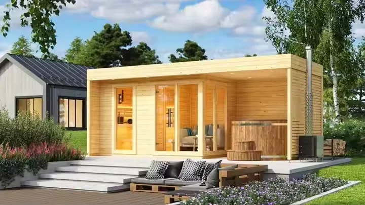 ห้องซาวน่าอบไอน้ำกลางแจ้งสไตล์ดั้งเดิม ดีไซน์ใหม่ ปี 2025 ปรับแต่งได้