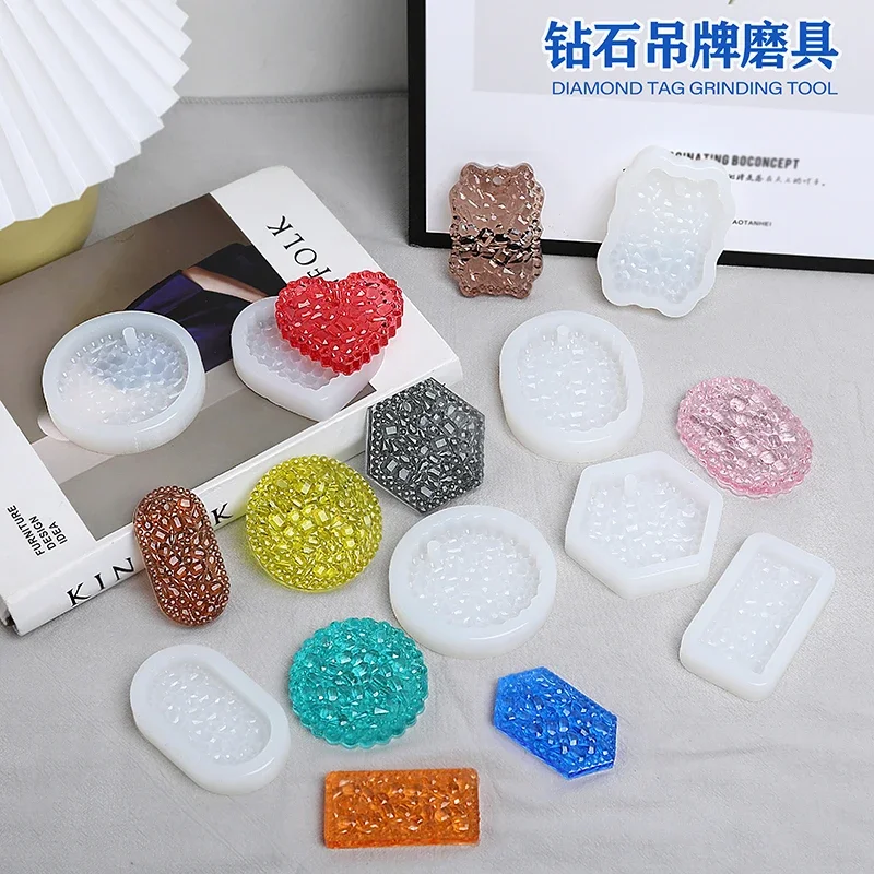 DIY Diamond Tag Heart Round Oval Rectangle Silicone Epoxy Resin Mold Jewelry Mold Jewelry Tool Jewelry Accessories