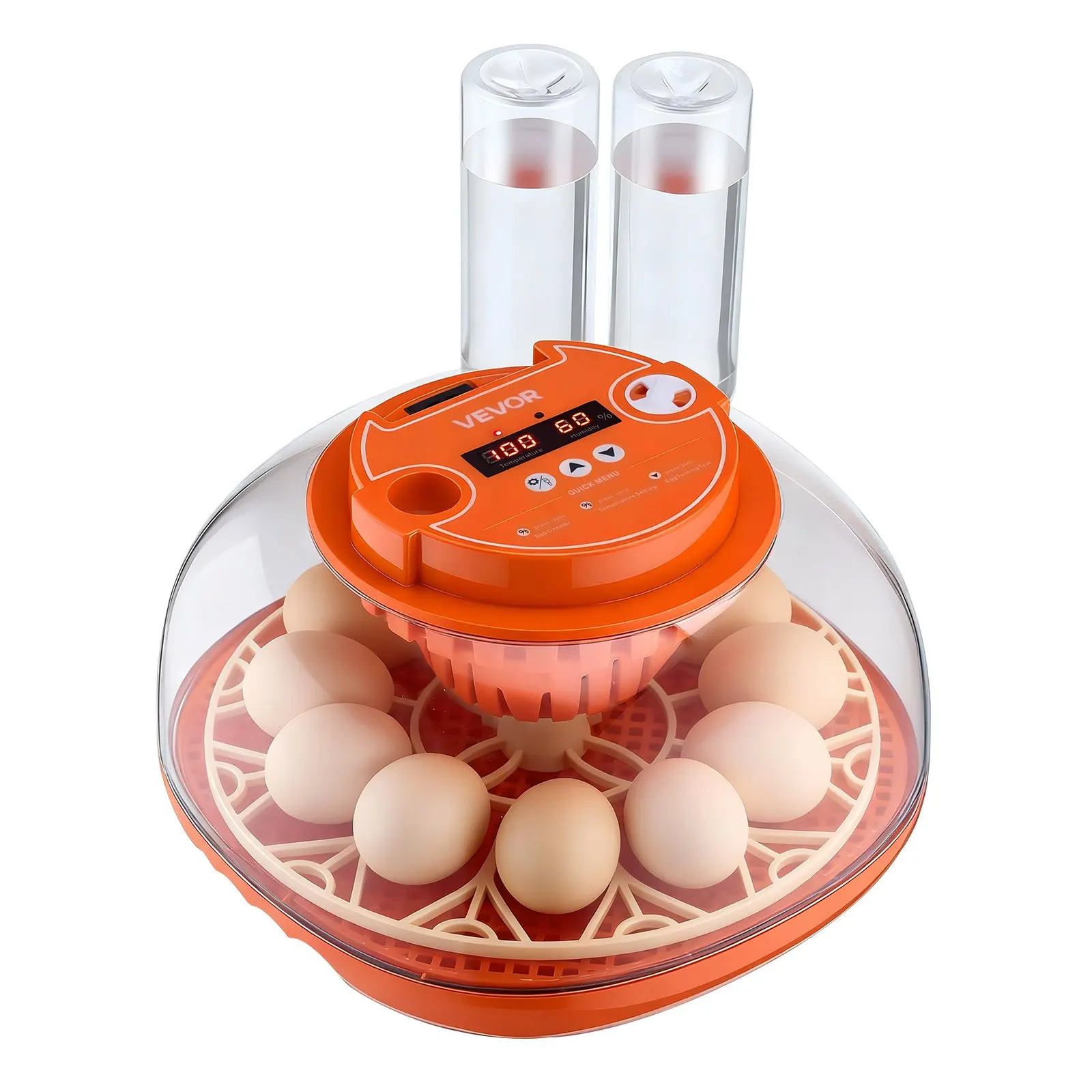 

12 Egg Incubator, Automatic Egg Turner With LED Candler, Temperature & Humidity Control, 360° View Clear Window, Poultry Eggs
