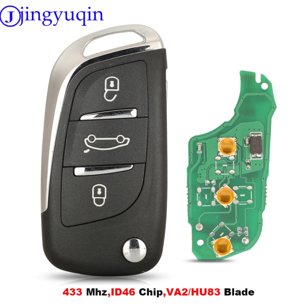 

jingyuqin Car Remote Key 434Mhz For Citroen C4L New Elysee For Peugeot 508 3008 2008 301 433MHz ID46 Auto Keyless VA2/HU83 Blade