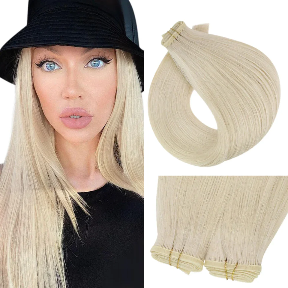 Moresoo Platte Zijde Inslag Extensions 100% Maagd Menselijk Haar 10A Grade Double Drawn Naai In Inslag Platte Track Weeft Natuurlijke straight