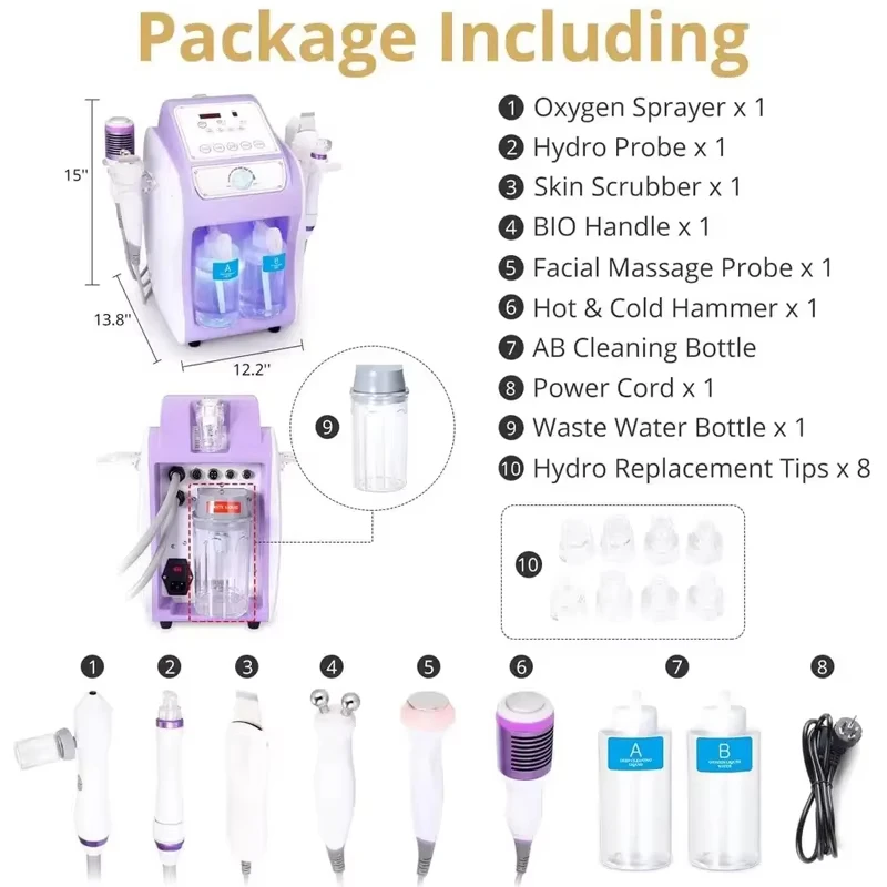 Portable 6 in 1 Hydrogen Oxygen Facial Machine Microdermabrasion Bio-lifting Bubble Skincare Device for Salon Spa 2024