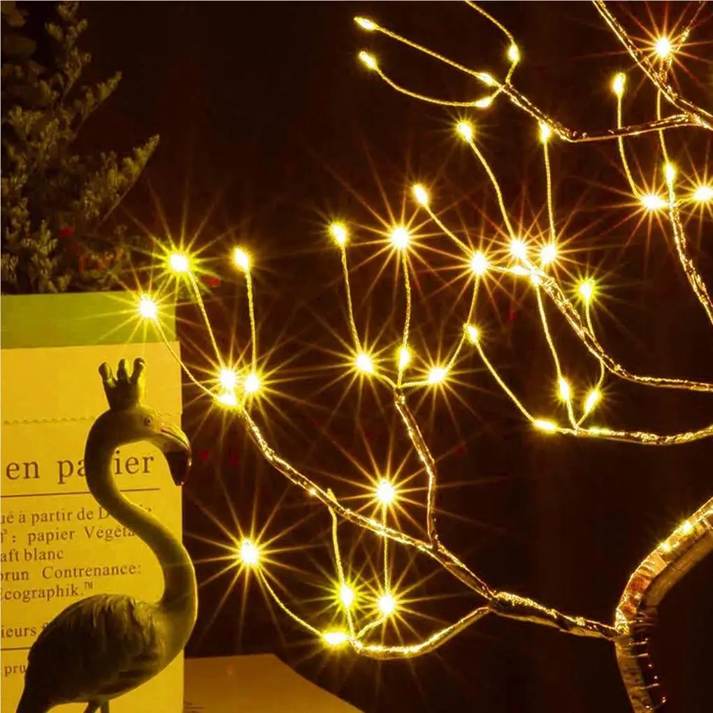 LED Table Lamp Tree Copper Wire USB Powered Bedroom Study Decorative Deack Lamp Creative Lighting Indoor Night Lamp