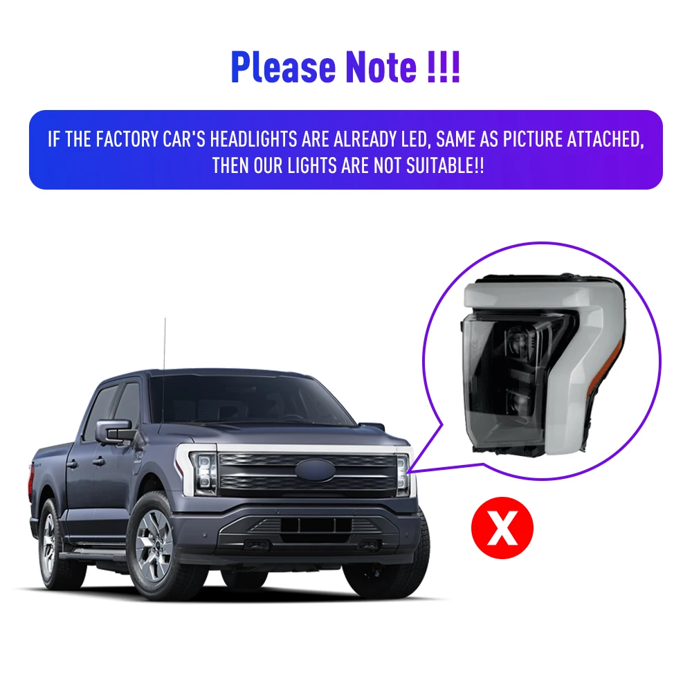 2x Car Headlight Assembly For Ford F150 2021 2022 LED Dynamic Turning Signals Plug and Play Head Lamp DRL Headlights