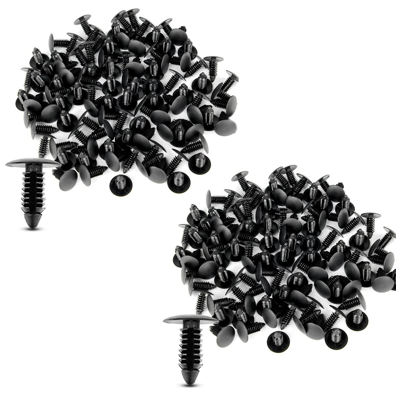 200X Plastic Bumper Fastener Rivet Clips Automotive Furniture Assembly Expansion Screws Kit Auto Body Clips Black