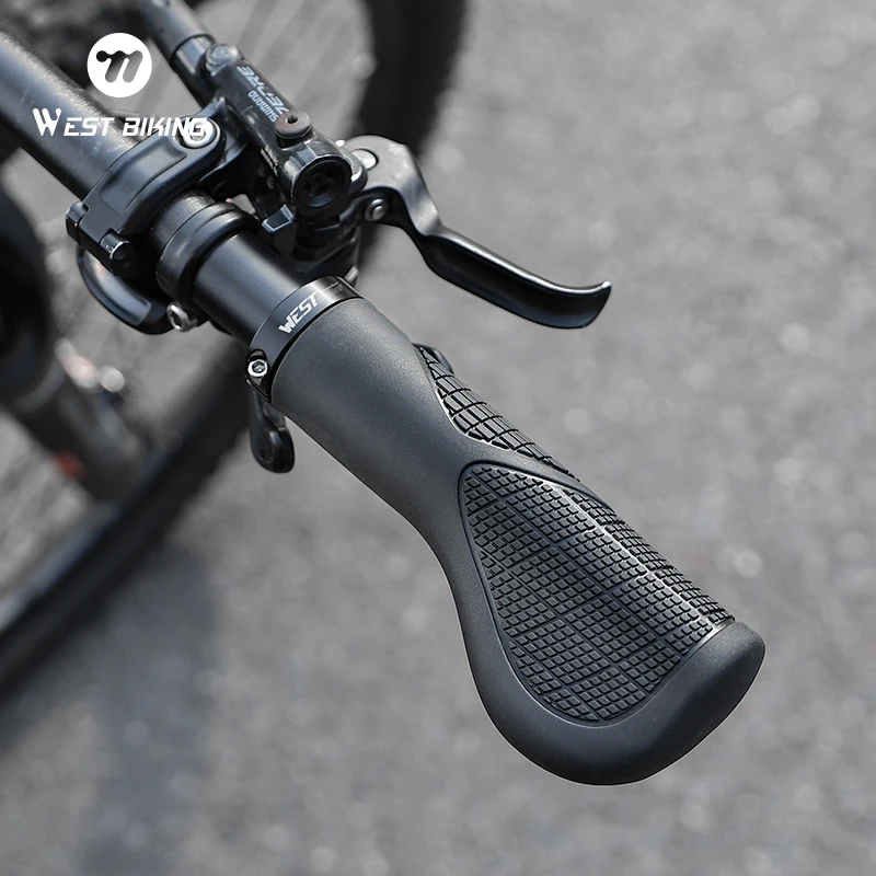 WEST BIKING Ergonomische MTB-Lenkergriffe mit Erweiterter Handballenauflage, Stoßdämpfung, Weicher TPE-Lock-on-Griff für Mountainbikes – Detail 3