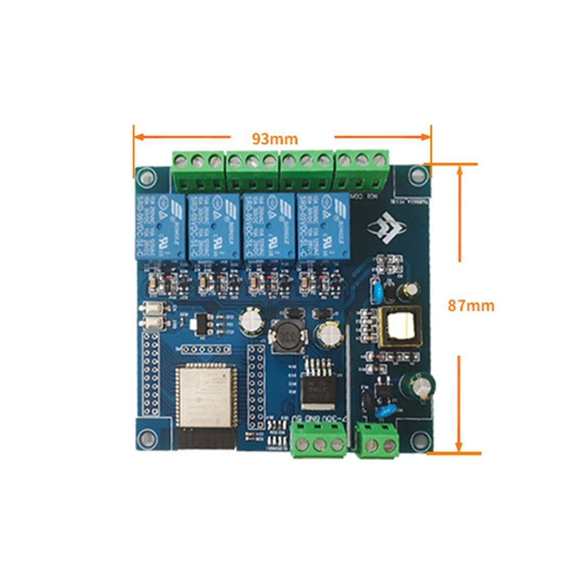 لوحة تطوير وحدة التتابع رباعية الاتجاه ، مزود طاقة ESP32 ، واي فاي ، بلوتوث ، بلي ، جيو ، AC V ، DC 5-30V ، منفذ 1 O