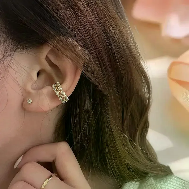 2 قطعة مشبك قابل للتعديل على الأقراط حجر الراين الأذن الأصفاد غير ثقب الأذن مصحح للهدايا والمجوهرات آذان مميزة