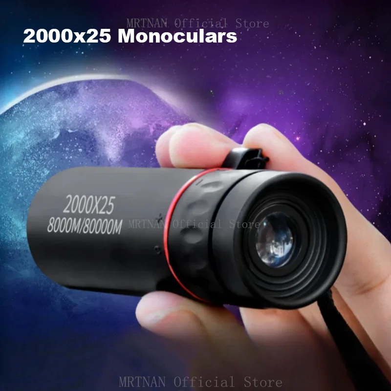 Outdoor 2000x25 HD Monocular Telescope Mini Portable Mobile Phone Telescope with Holder Camping Hunting Birdwatching Telescopes