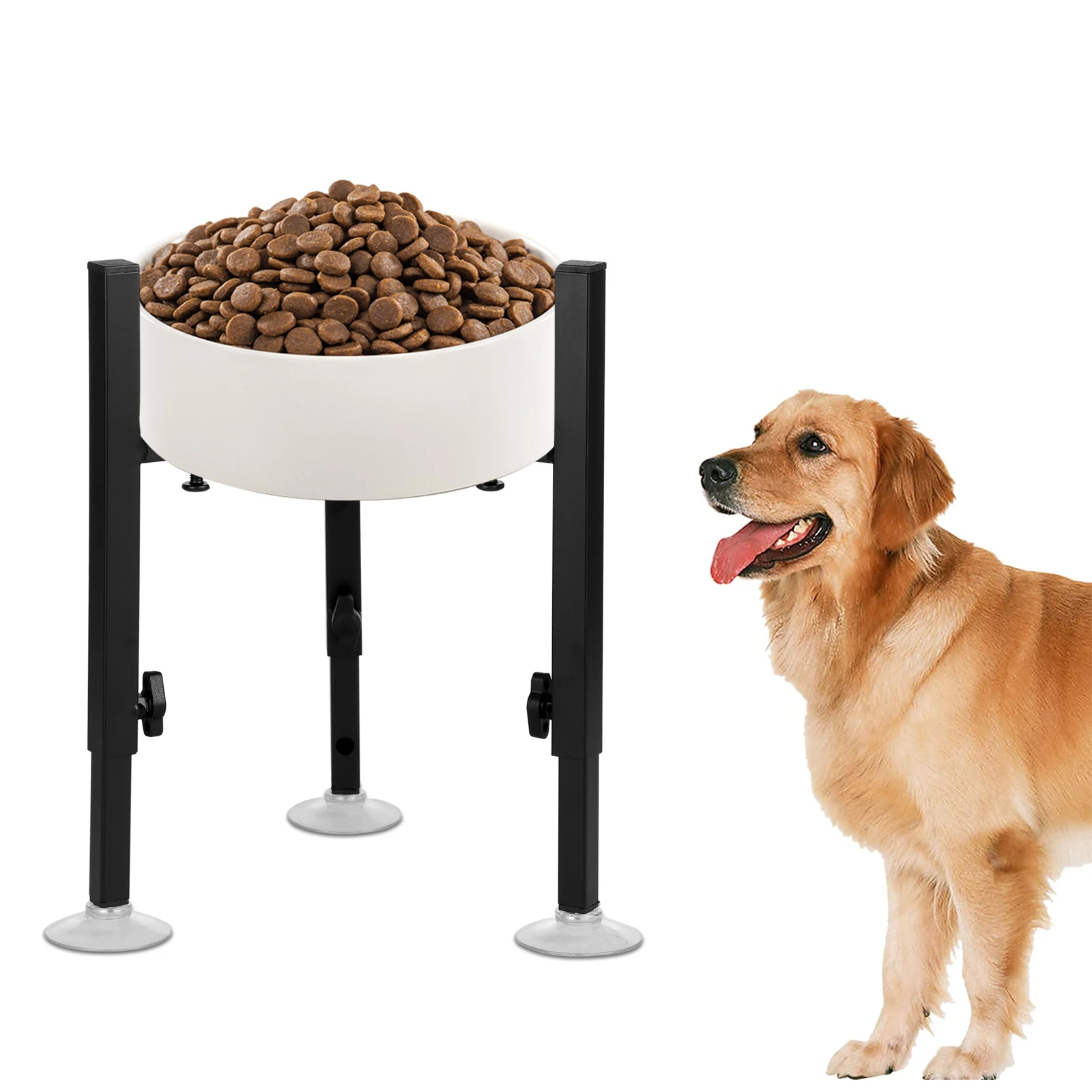 

Adjustable Elevated Dog Food Bowls Stand Metal Height Raised Pet Large and Extra Large Sized Dog Food Water Bowls Stand