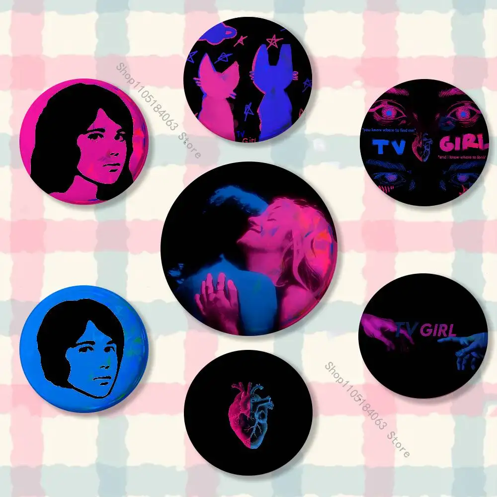 

Tv Girl Who Really Cares Badge on Backpack Clothes decoration Tinplate Round Brooch Funny Custom Gifts for Friend