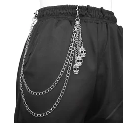 Punk Pants Chain Skull Decorative Metal Waist Keychain For Men Women Jean Trouser Gothic Vintage Hip-hop Jewelry Accessories