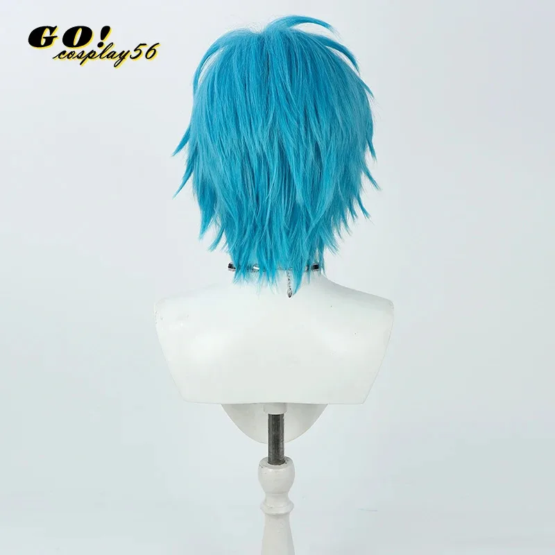 Парик для косплея TEMPUS Regis Altare, Holostars, английский EN YouTuber, боковая часть, синие короткие волосы, виртуальный идол, ролевая игра, Vtuber Headw