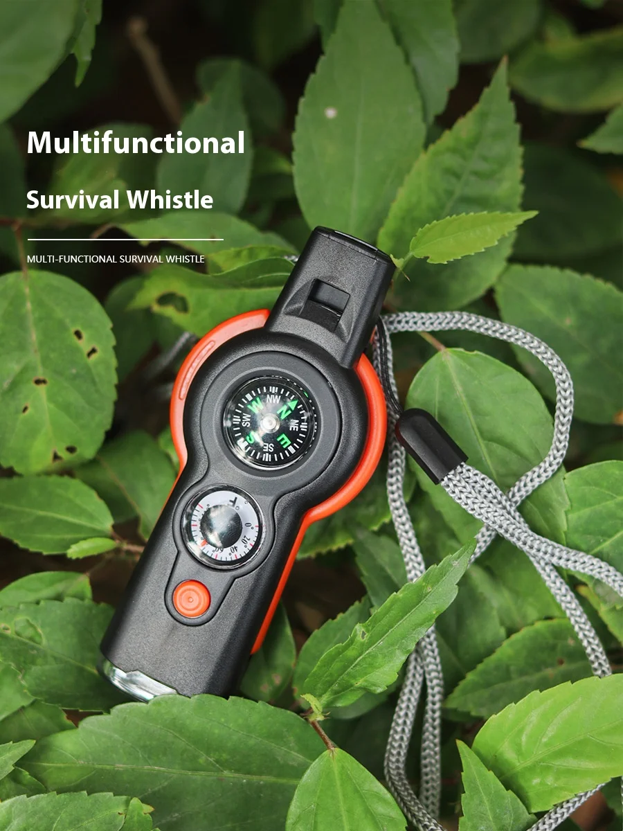 

Wilderness Survival Whistle Thermometer Reflector 7-in-1 Multifunctional Whistle Outdoor Survival Whistle 7-in-1 Whistle