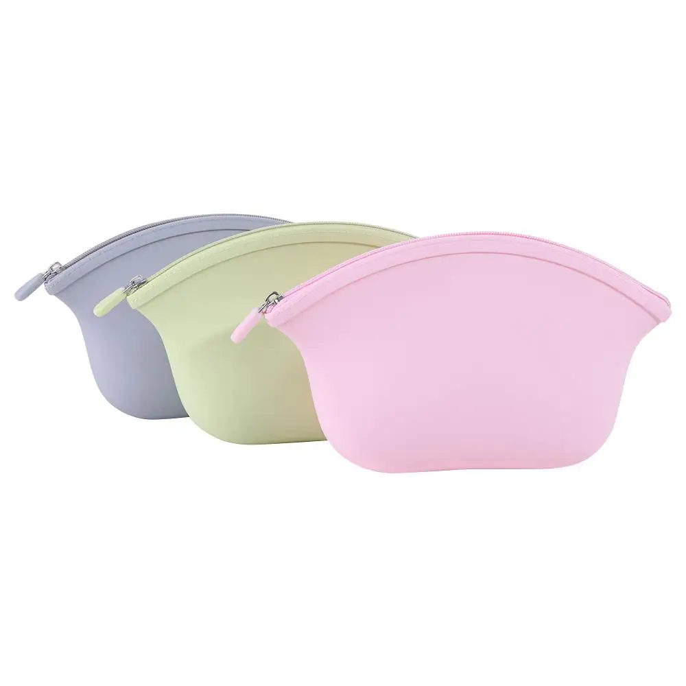 المحمولة مقاوم للماء حقيبة مستحضرات التجميل سيليكون لون الحلوى سستة غسل حقيبة التخزين توفير المساحة متعددة الوظائف يشكلون الحقيبة النساء #1