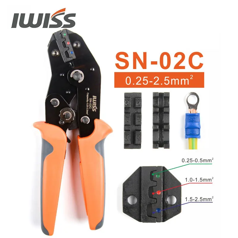 

IWISS SN-02C Mini Self Adjustable Crimping Pliers Electrical Wire Crimper Tool for Insulated Terminals and Butt Connectors Crimp