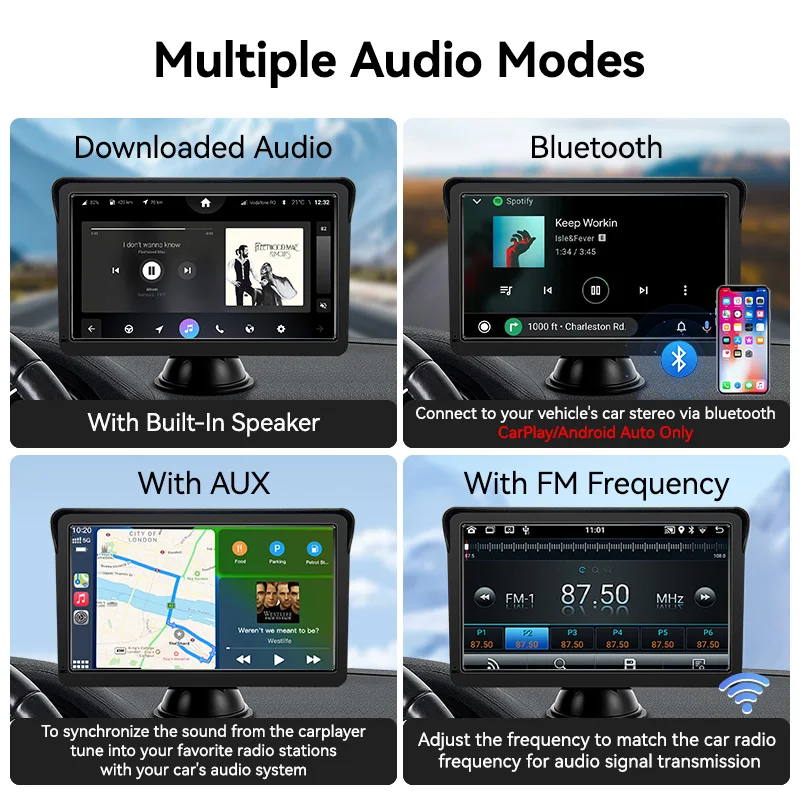 VENBES راديو السيارة اللاسلكي 7 بوصة Carplay أندرويد السيارات ميرورلينك مشغل فيديو الوسائط المتعددة شاشة تعمل باللمس دعم BT 5.0 WIFI للسيارة