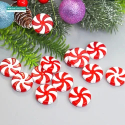 12/24pcs New Year Acrylic Candy DIY Xmas Tree Hanging Christmas Artificial Candies Peppermint Ornaments Red White Sweets Navidad