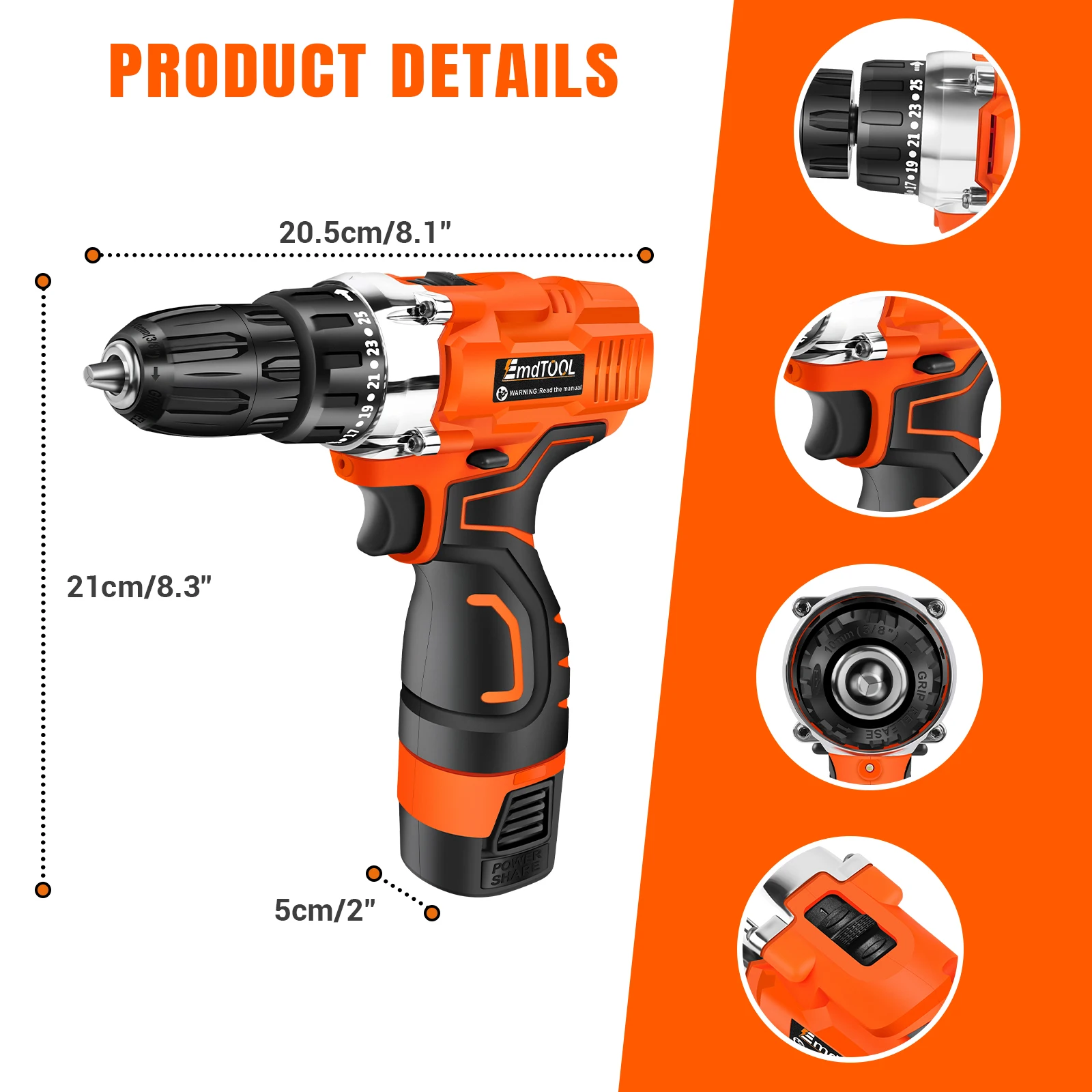 BRIEFNESS 45Nm Cordless Drill Screwdriver 1 Battery Electric Impact Drill 2 Speed Forward Reverse DIY Home Tool Multi-purpose