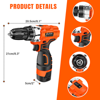 BRIEFNESS 45Nm Cordless Drill Screwdriver 1 Battery Electric Impact Drill 2 Speed Forward Reverse DIY Home Tool Multi-purpose