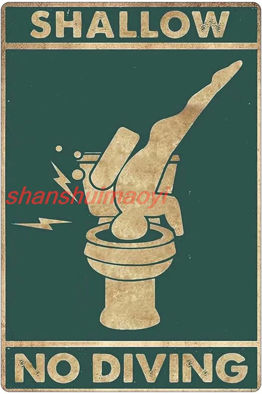 Funny Metal Tin Sign Shallow No Diving Printing Poster Entertainment Bar Bathroom Toilet Home Art Wall Decoration 8inch X 1 HAI
