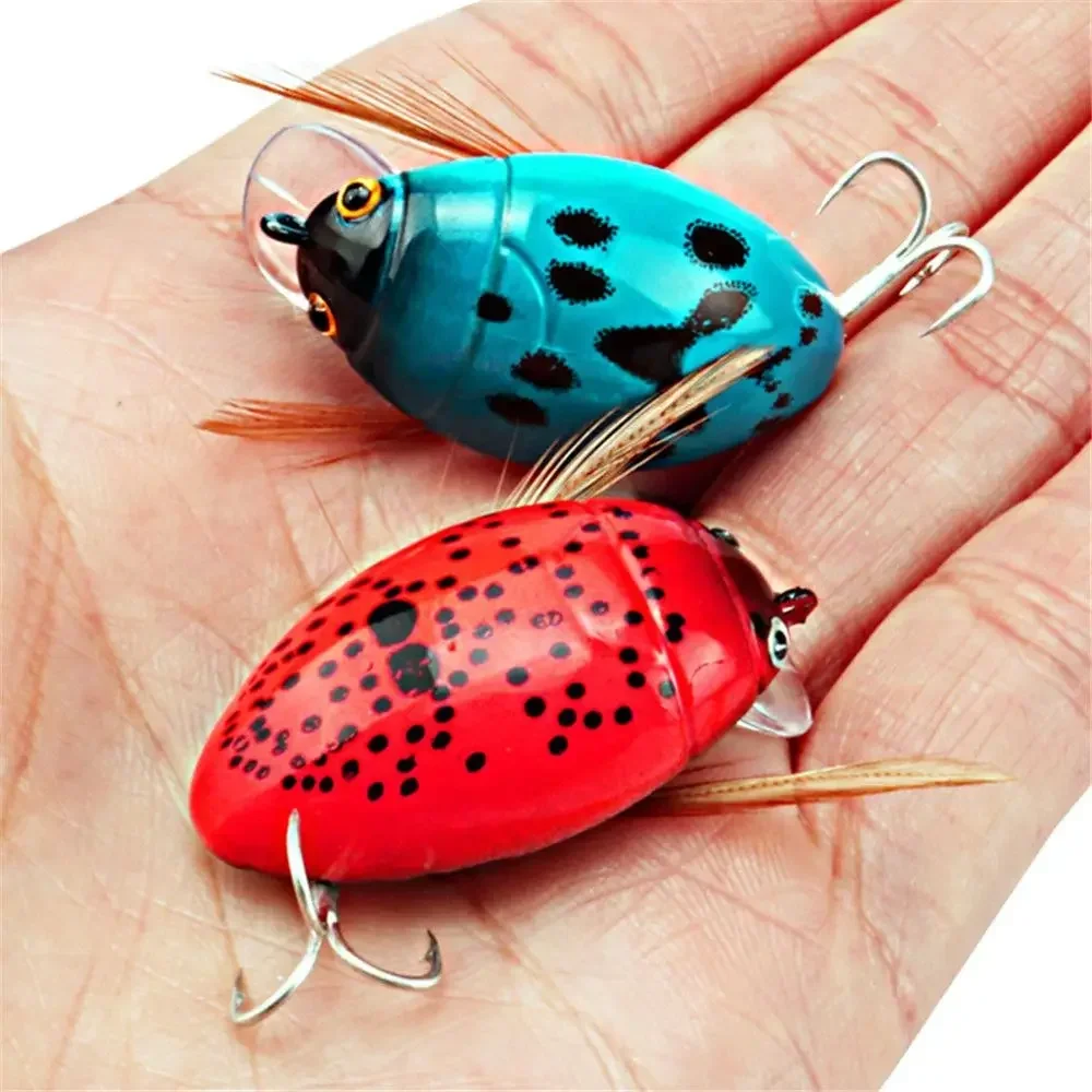 3.8g Floating Liflike Artificial Insect Hard Bait Isca Micro Wobblers SwimbaitTopwater Bionic Beetle Fishing Lure Cicada Decoys