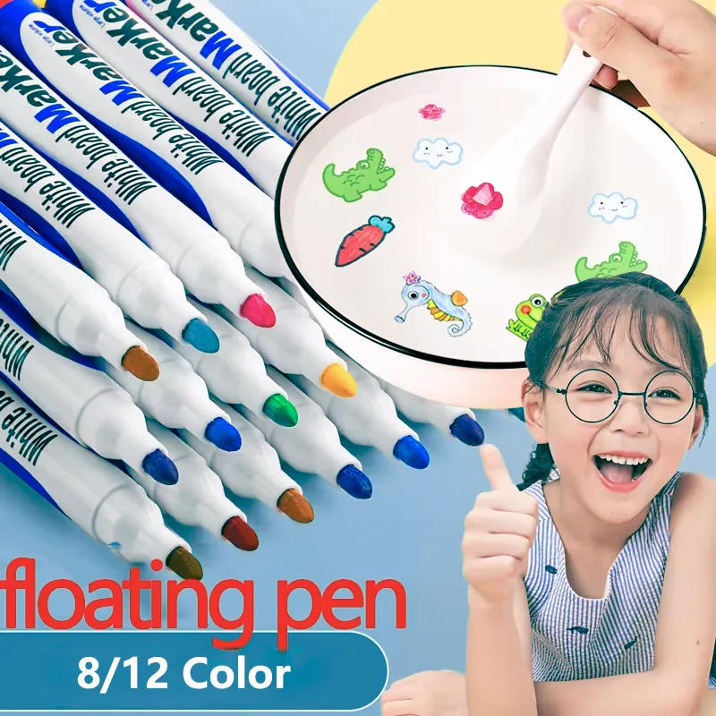 

8/12 Color Magical Floating Pen Children Learning Painting Toy Office Whiteboard Marking Tool Erasable School Supplie Stationery