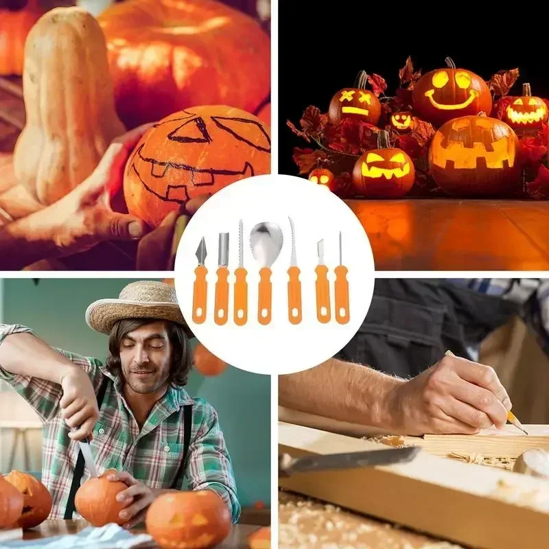 Juego de Herramientas de tallado de calabaza de Halloween, cuchillo de tallado de calabaza, suministros de corte de calabaza para adultos, grabado de corte de cocina, envío directo