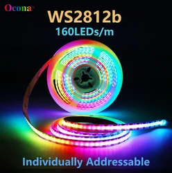 Ws2812b luzes led dc5v spi RGB-IC luz de tira 160leds individualmente endereçável pixels inteligentes fita luz preto branco à prova dwaterproof água