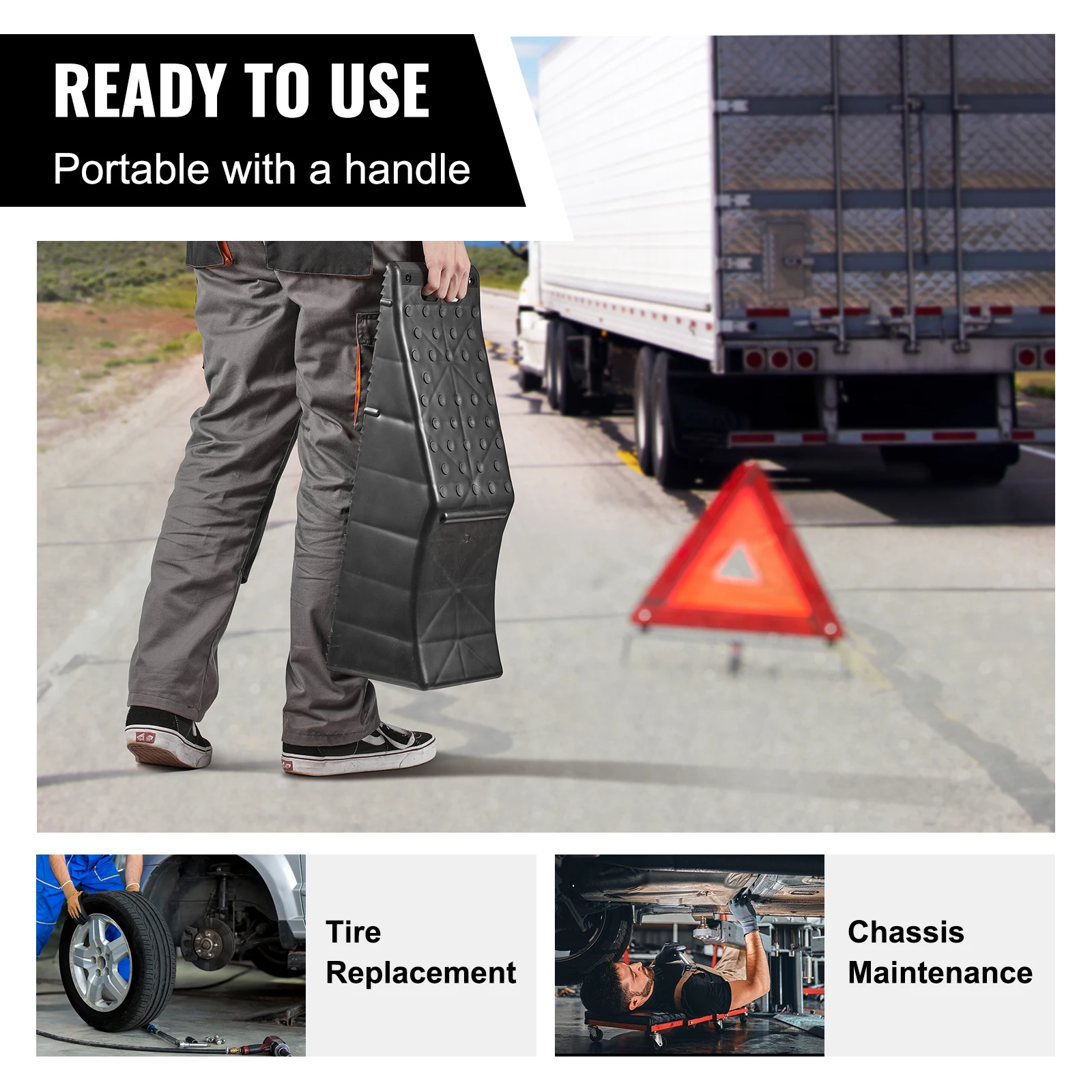 Car Service Ramp, 20000 Lbs 10 Ton Loading Capacity, Lift Car Ramp, Low Profile Plastic Tire Ramp, Heavy Duty Truck Ramp