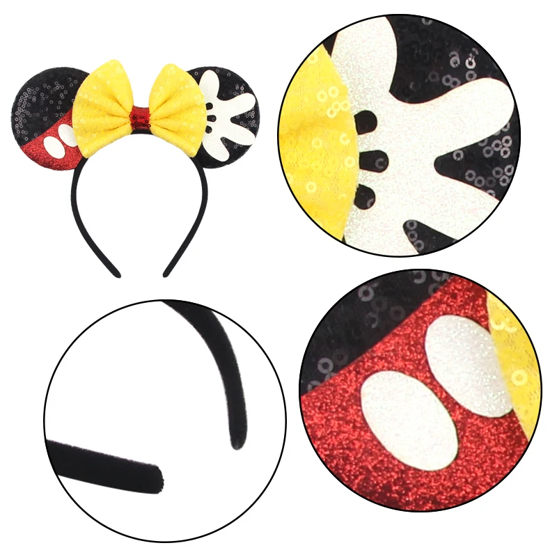 2024 Disney Mouse Ears 1.5cm Velvet Headband Sequins 4.5\